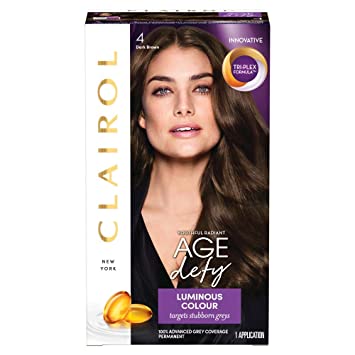 Clairol Age Defy Permanent Hair Dye, 4 Dark Brown